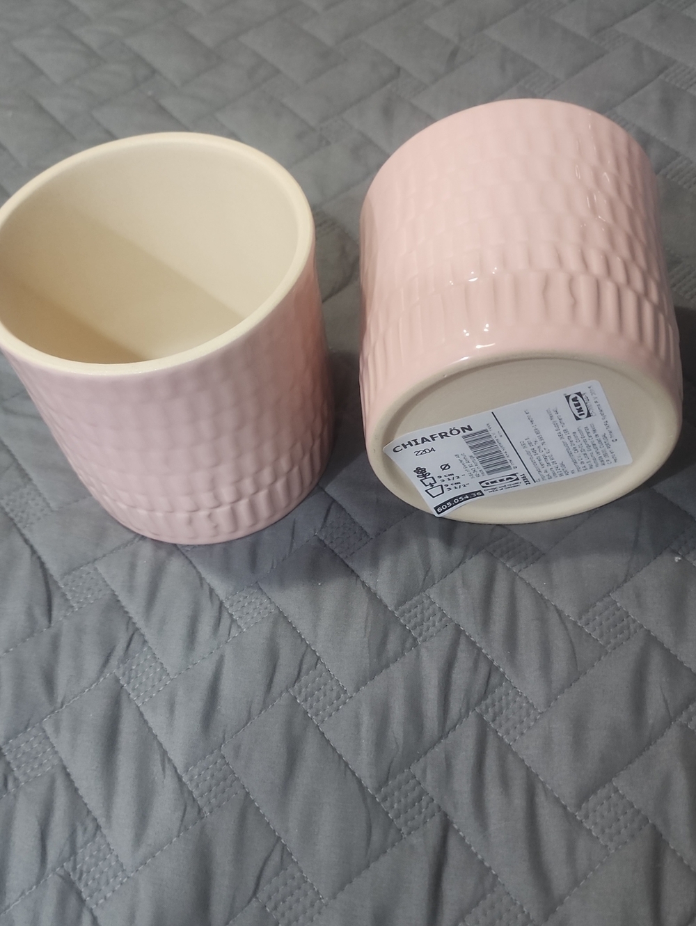 2 IKEA Pink Ceramic Planters Chiafron